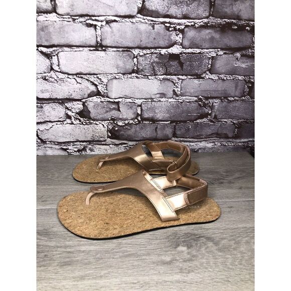 Feel Grounds Seaside Luxe Rose Pink Leather Strap Cork Flat Sandals Women Sz 42 - Picture 9 of 16